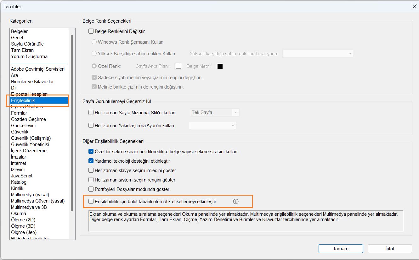 Erişilebilirlik için bulut tabanlı otomatik etiketlemeyi etkinleştirme