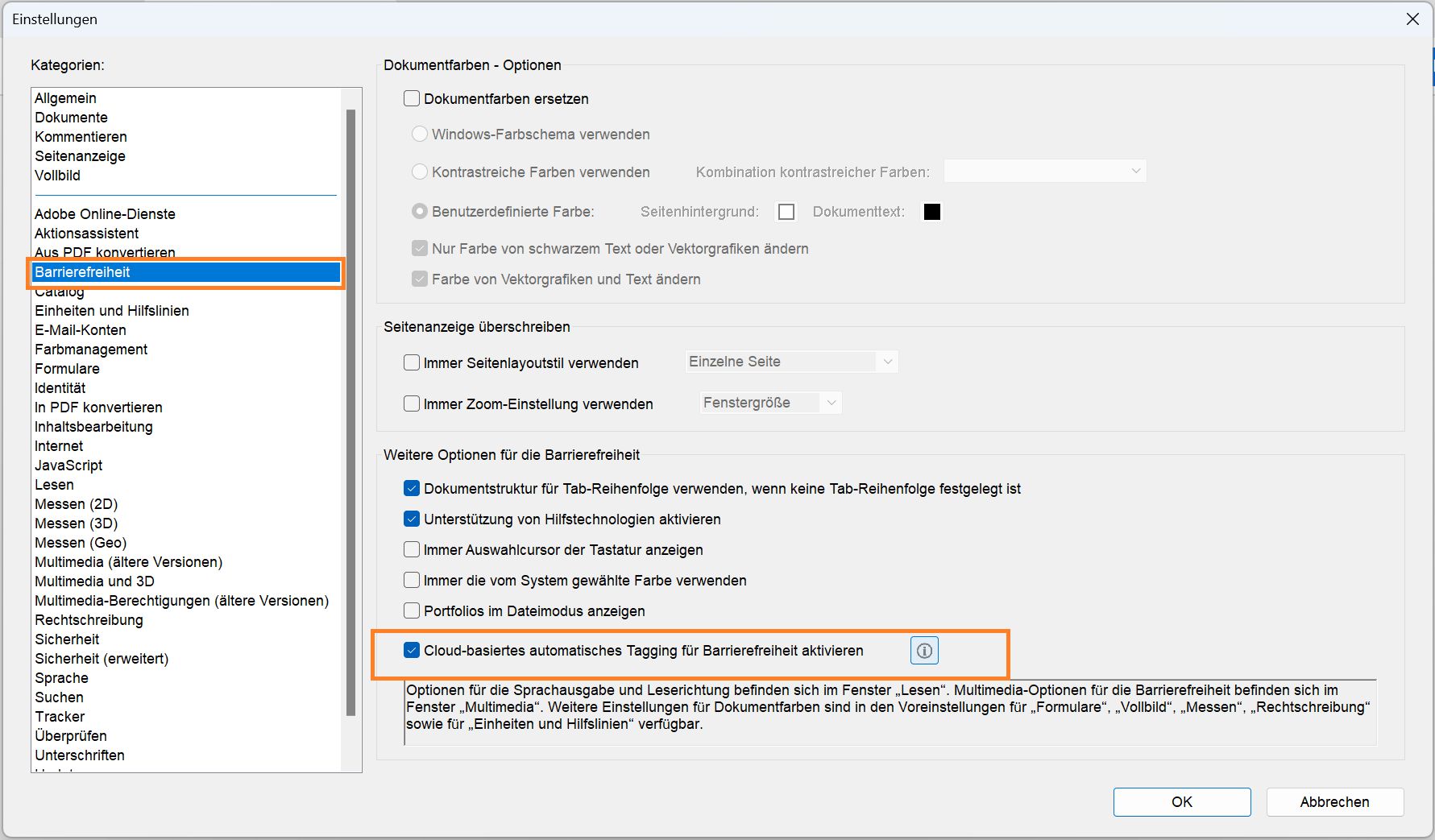 Voreinstellung zum Aktivieren oder Deaktivieren des cloudbasierten automatischen Taggings