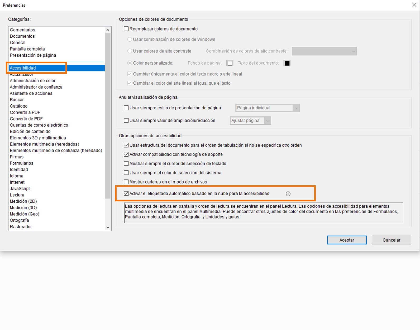 Habilitar el etiquetado automático basado en la nube para accesibilidad