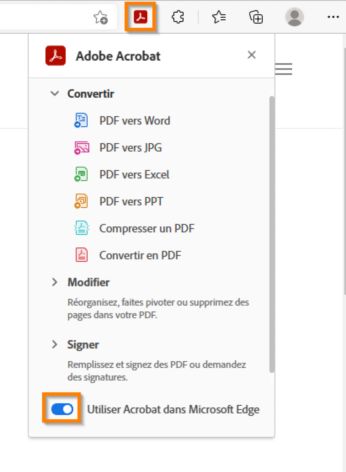 Activation ou désactivation de la visionneuse Acrobat