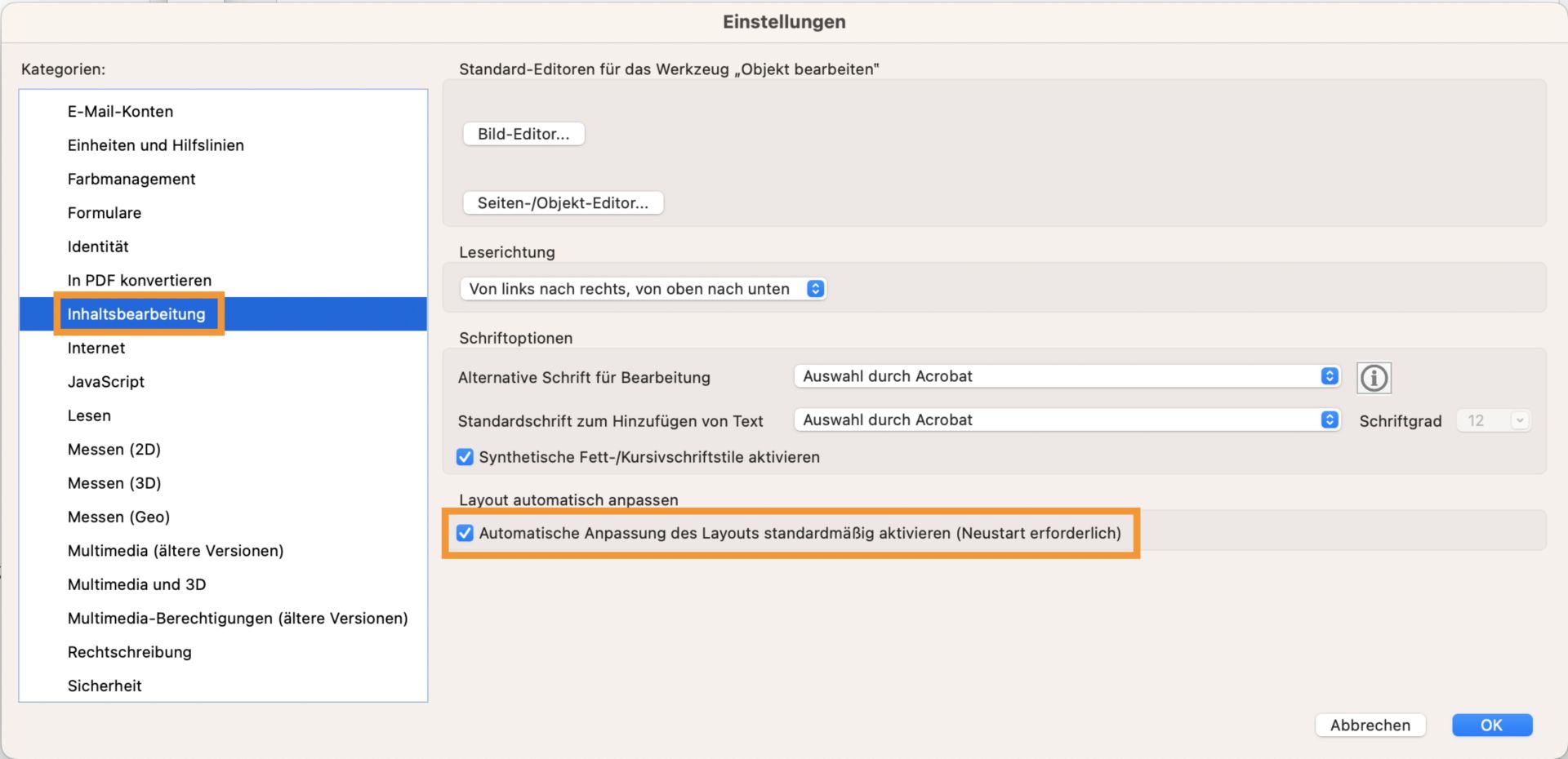 Aktivieren oder Deaktivieren des Modus „Layout automatisch anpassen“