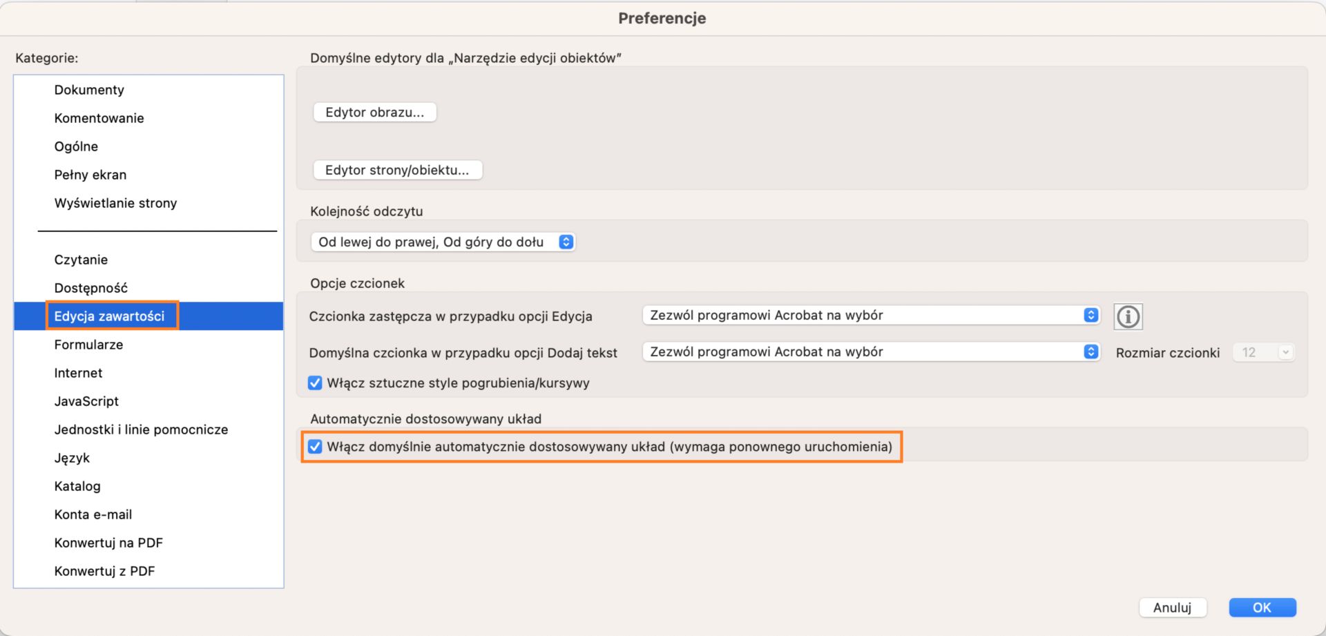 Włączanie lub wyłączanie trybu automatycznego dostosowania