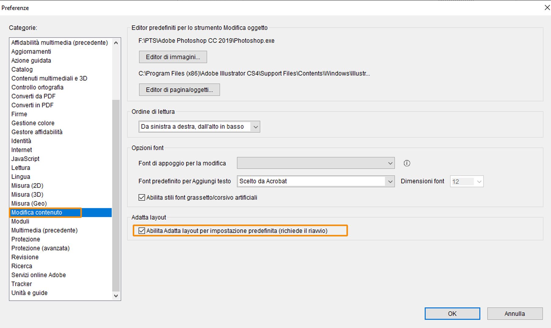 Attivare o disattivare la modalità Adatta layout