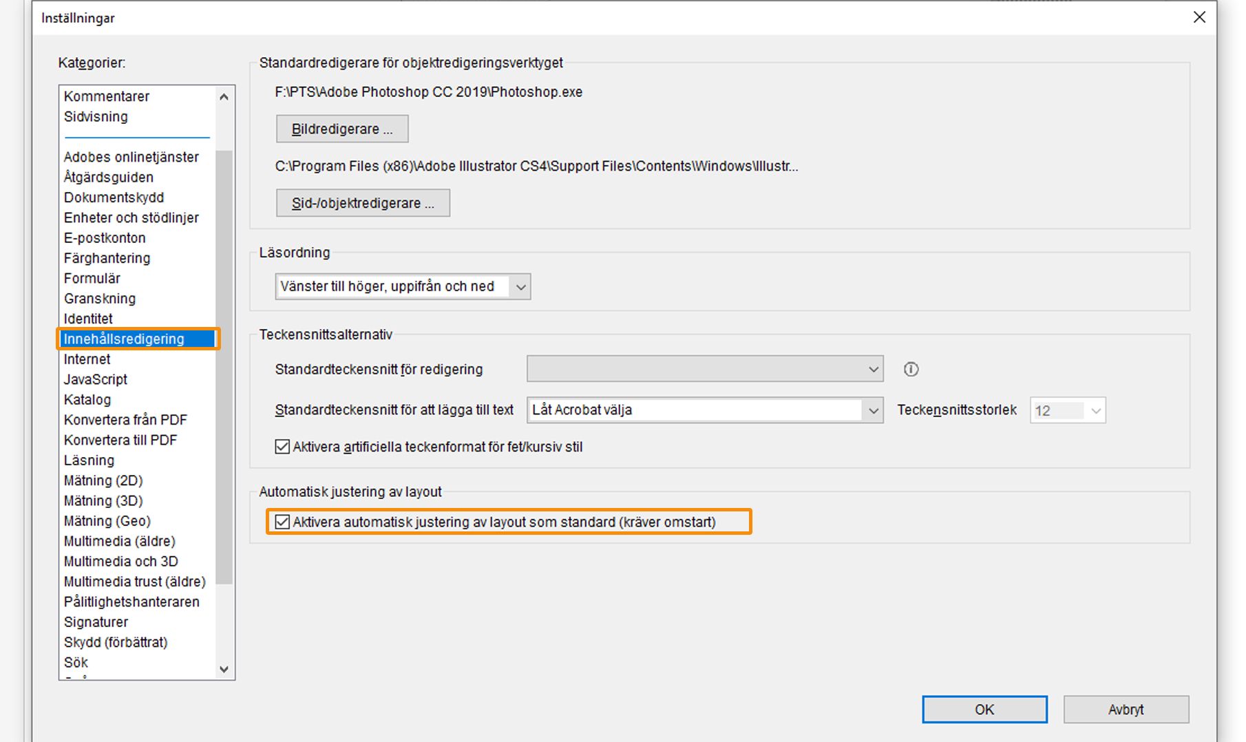 Aktivera eller inaktivera läget för automatisk justering
