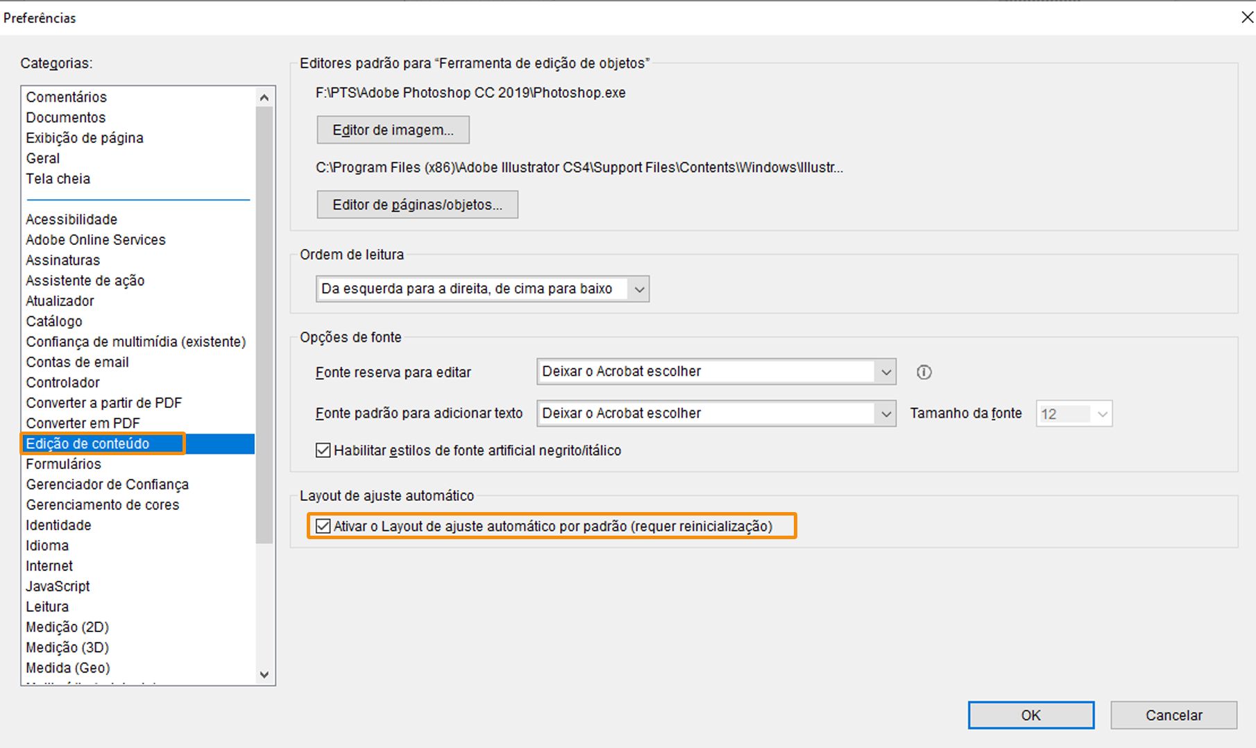 Ativar ou desativar o modo de ajuste automático
