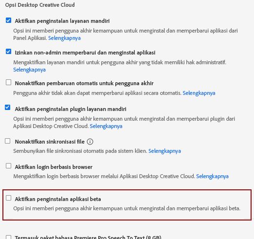 Aktifkan penginstalan aplikasi beta