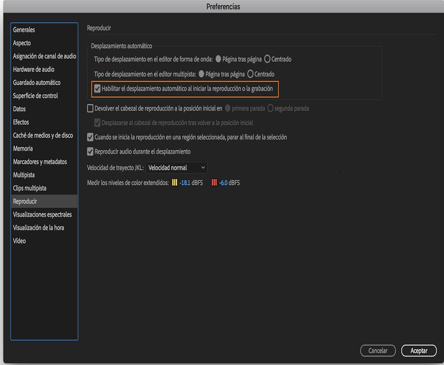Habilitar el desplazamiento automático al inicio