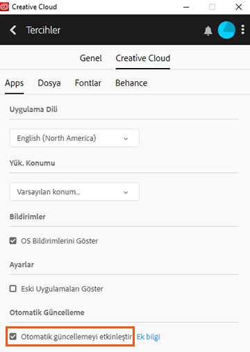Otomatik güncellemeyi etkinleştir