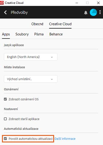 Povolení automatické aktualizace