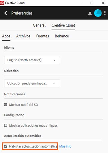 Habilitar actualización automática