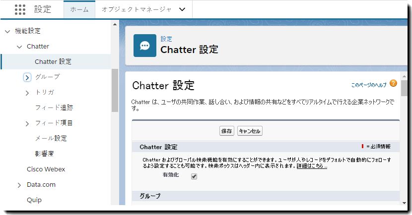 Chatter の有効化