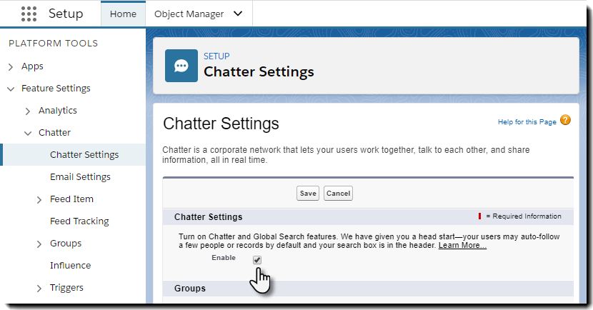 Chatter'ı etkinleştirme
