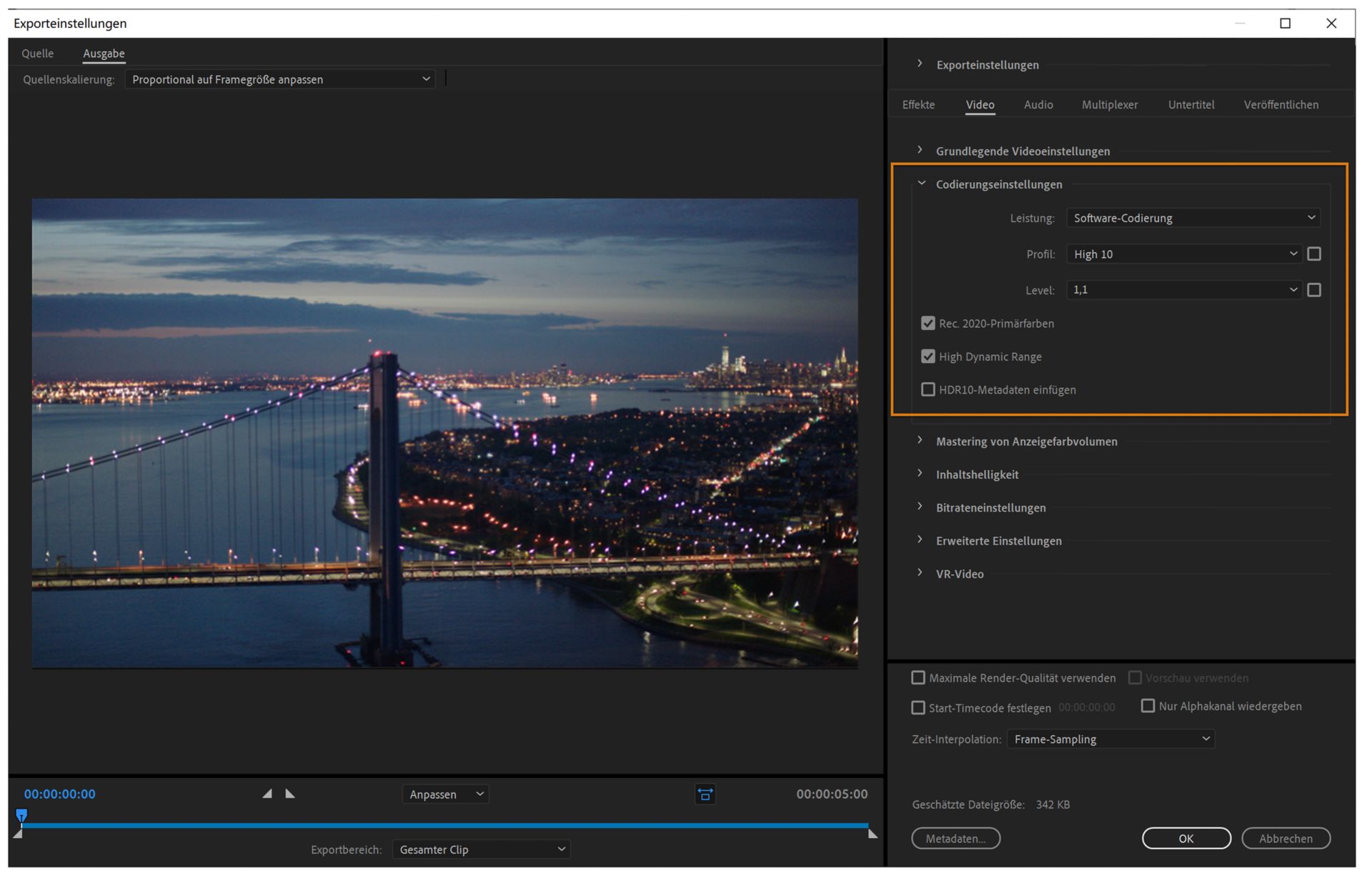Codierungseinstellungen