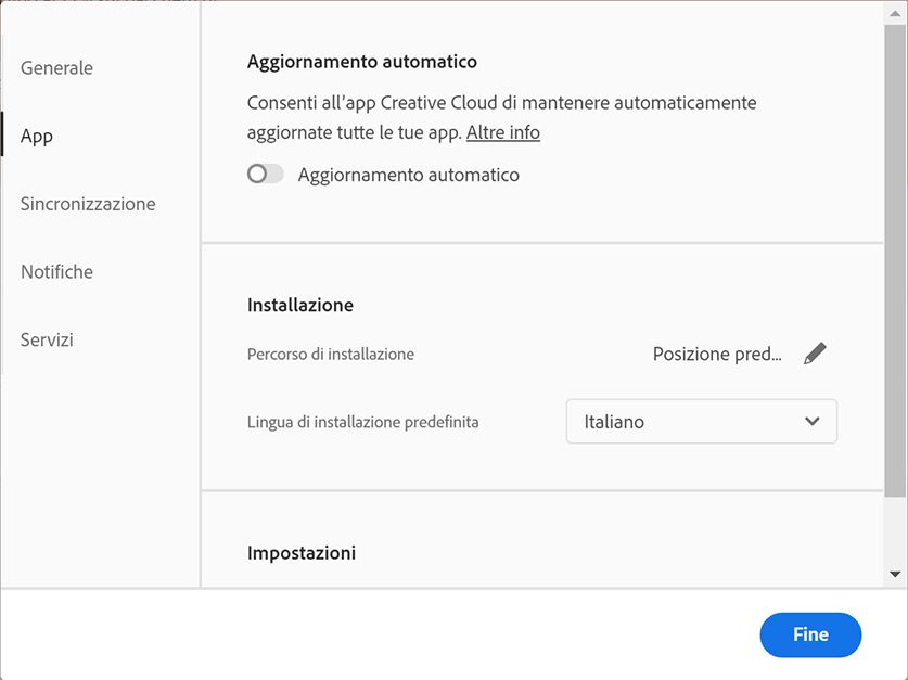 Aggiornamento automatico delle applicazioni