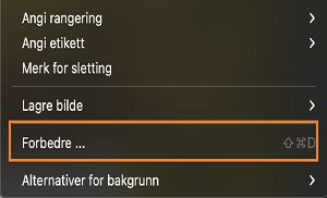 Forbedre-alternativet er valgt i kontekstmenyen