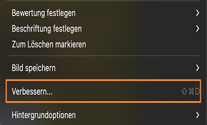 Die Option „Verbessern“ wird im Kontextmenü ausgewählt
