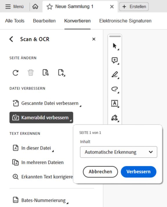 Verbessere mit Acrobat Reader Desktop-Fotos, die mit einer mobilen Kamera aufgenommen wurden.