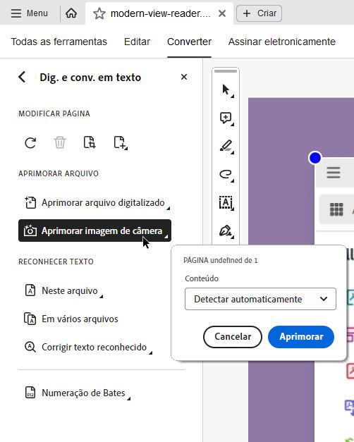 Usar o Acrobat Reader Desktop para aprimorar fotos capturadas pela câmera do dispositivo móvel.