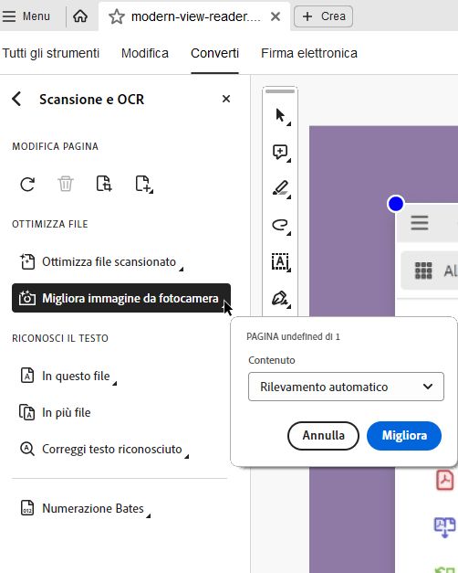 Utilizzare Acrobat Reader Desktop per migliorare le foto acquisite sulla fotocamera del dispositivo mobile.