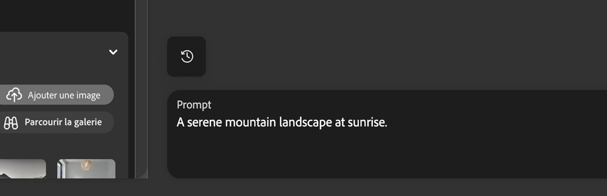 La barre de prompt est active et une description textuelle a été saisie pour la génération d’images.