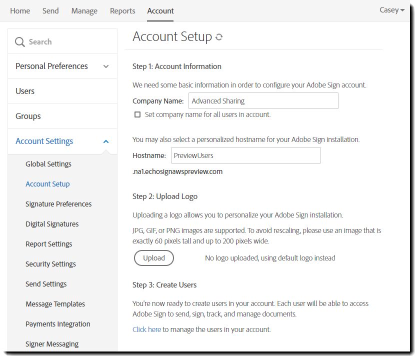 Visualizzazione per gli amministratori dell’account