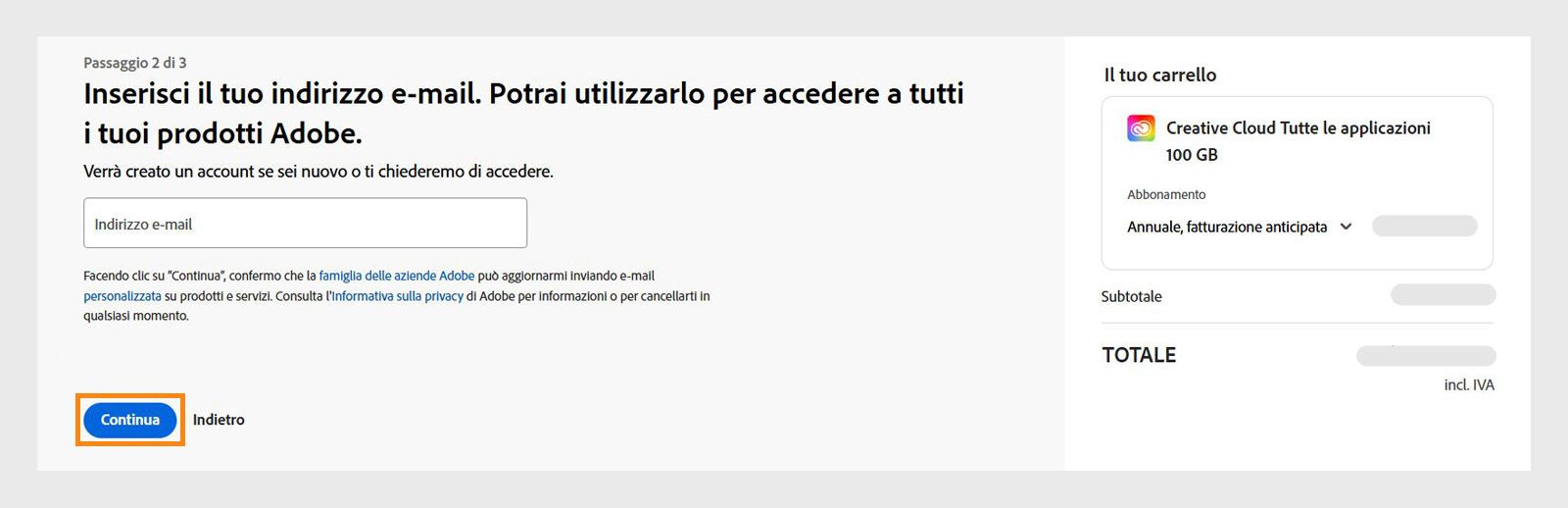 Modifica dati di pagamento e di fatturazione