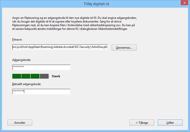 Angiv en adgangskode for id'et