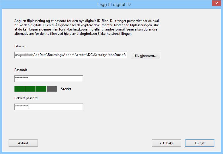 Angi et passord for ID-en