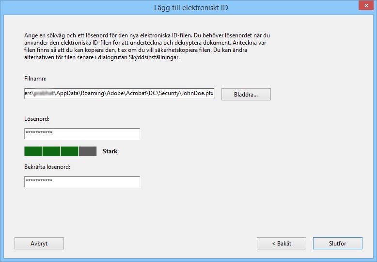 Skriv ett lösenord för ditt ID