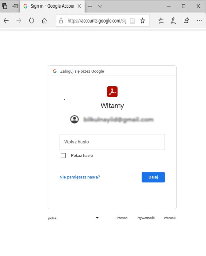 Zaloguj się, używając konta Google