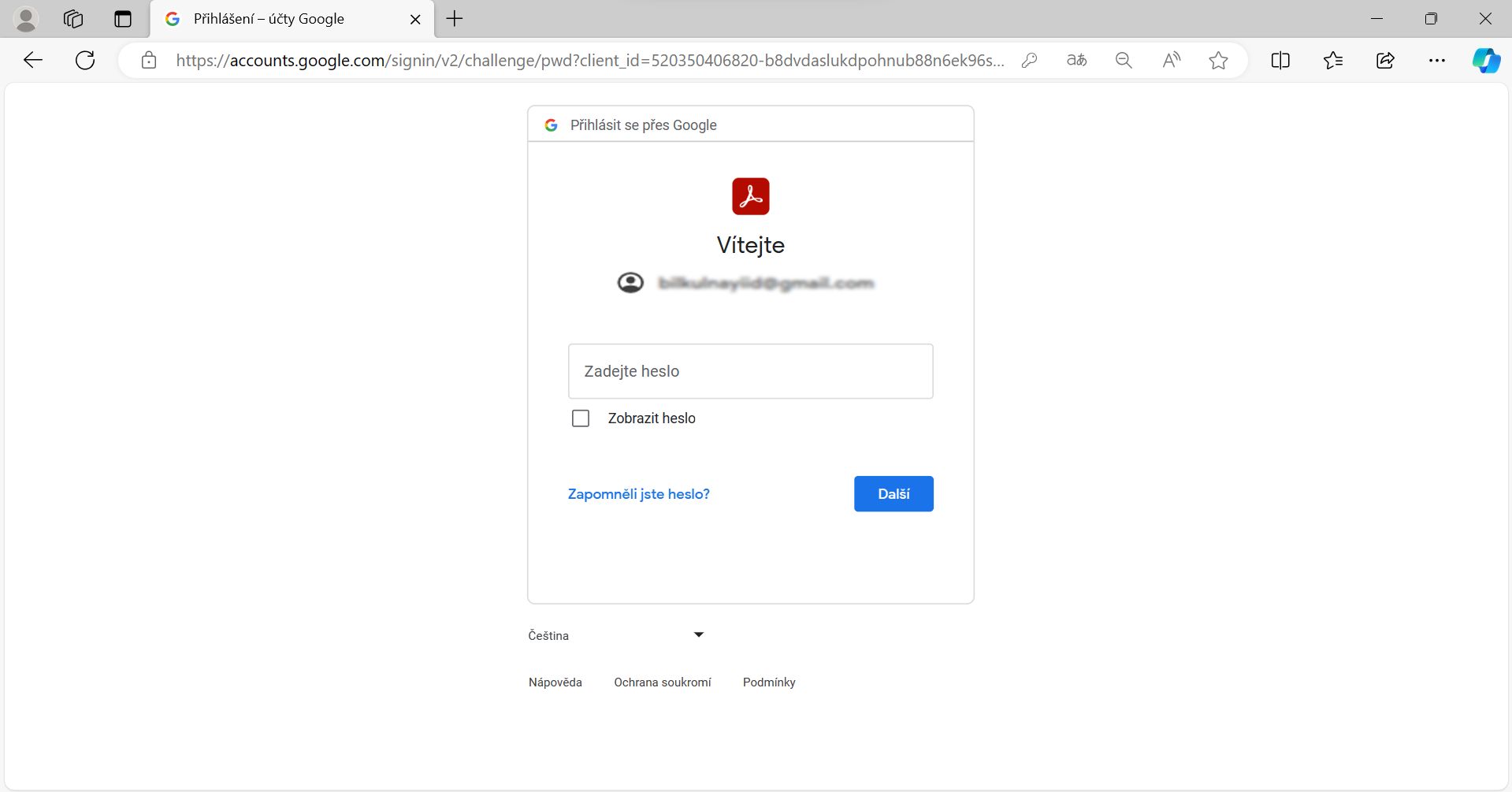 Přihlaste se pomocí účtu Google