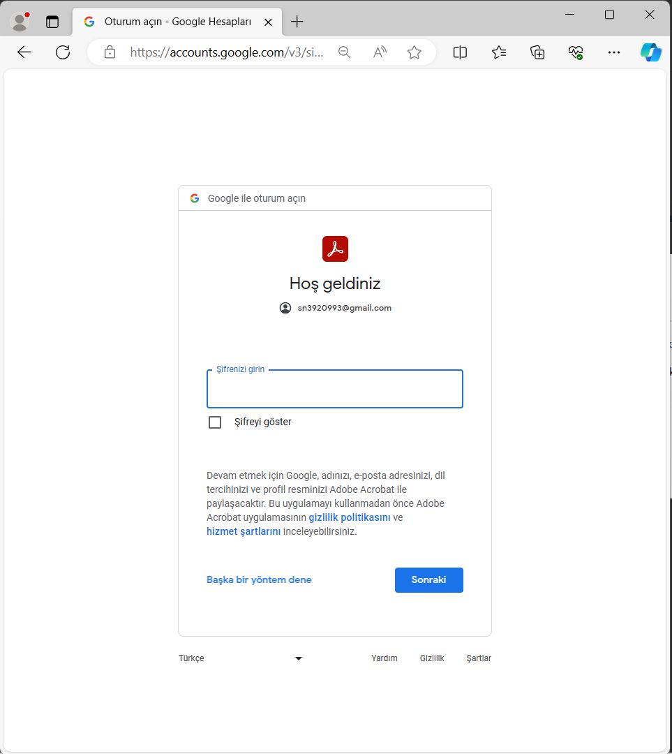 Google hesabınızla giriş yapma