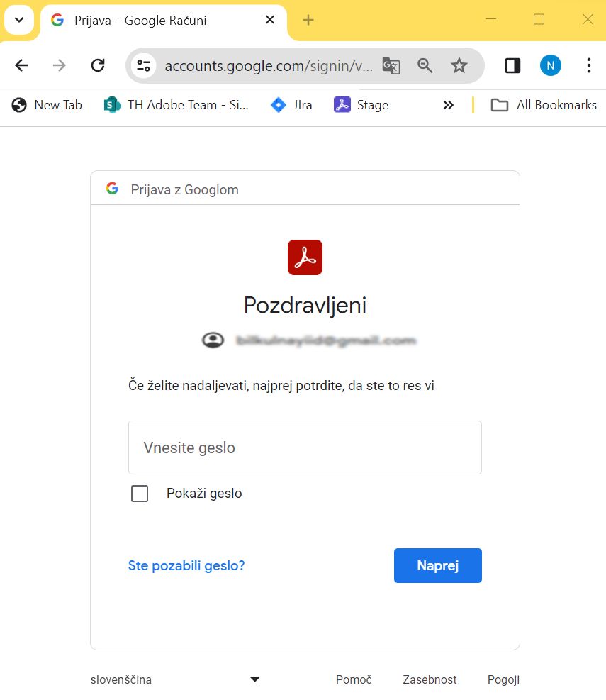 Vpišite se s svojim računom Google
