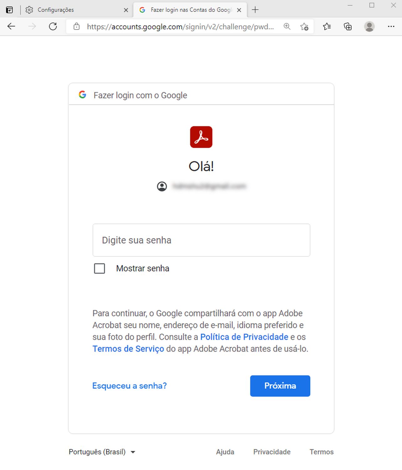 Fazer logon com sua conta do Google
