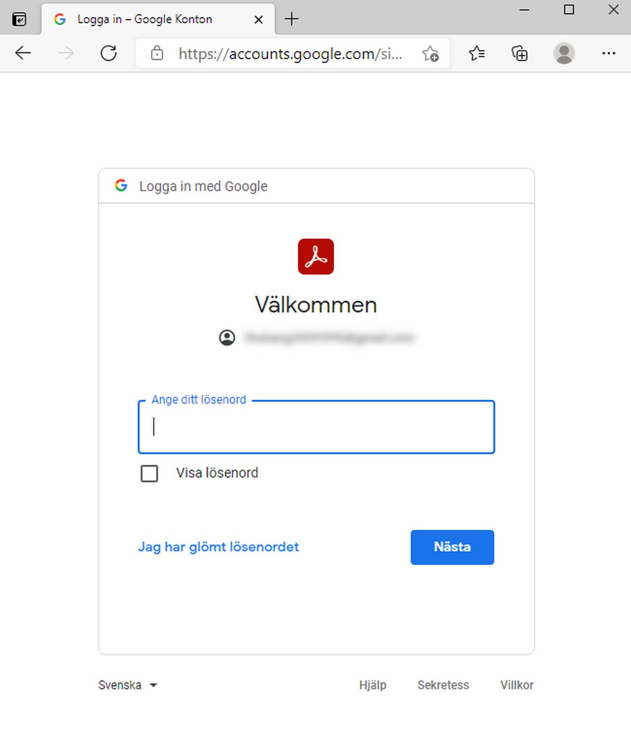 Logga in med ditt Google-konto