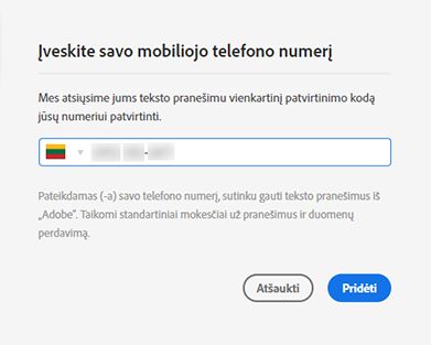 Įveskite telefono numerį