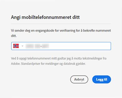 Legg til ditt telefonnummer