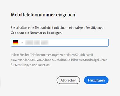 Mobiltelefonnummer eingeben