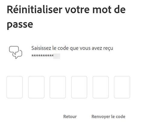 Saisie du code de validation