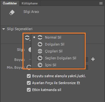 Silgi modu değiştiricileri