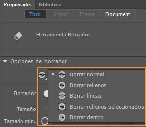 Modificadores del modo Borrador
