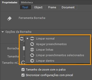 Modificadores do modo de borracha