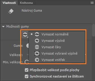Modifikátory režimu gumy