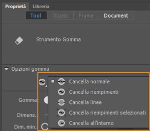 Modificatori della Modalità gomma