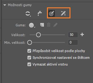 Možnosti tlaku a náklonu