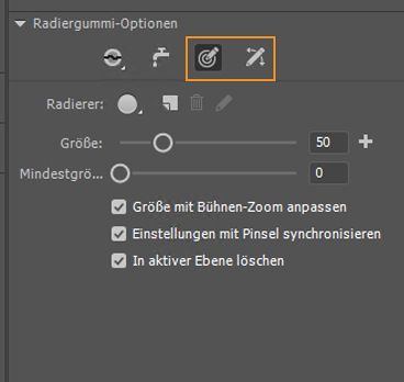 Optionen für Druck und Neigung