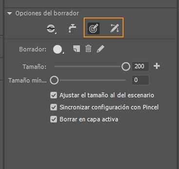 Opciones de presión y de inclinación