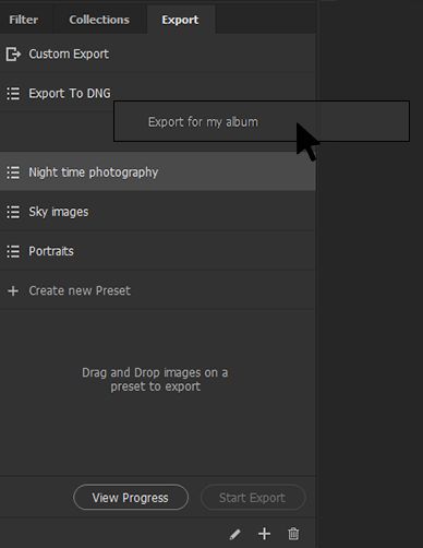 Rearrange export presets
