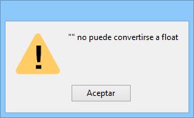 Error por introducir un valor incorrecto