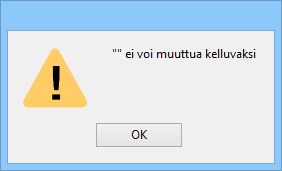 Väärää annettua arvoa koskeva virhe